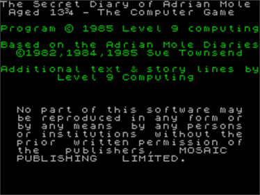 The Secret Diary of Adrian Mole Aged 13¾ - Screenshot - Game Title (null) - 256x192
