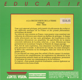 A la Decouverte de la Terre - Box - Back (France) - 1278x1247