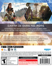 Horizon: Zero Dawn: Remastered - Box - Back (North America) - 1000x1259