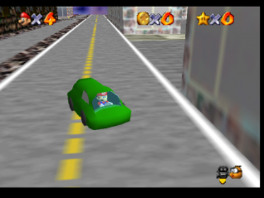 Mario Aimlessly Drives a Car Around the City 64 - Screenshot - Gameplay (null) - 318x239