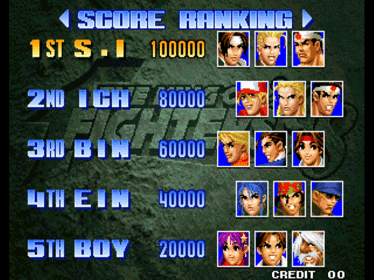 The King of Fighters '98: The Slugfest - Screenshot - High Scores (null) - 640x480