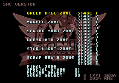 Sonic 1 in Sonic 3 S.C.E. - Screenshot - Game Select (null) - 640x448