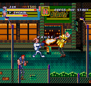 Earthworm Jim in Streets of Rage 2 - Screenshot - Gameplay (World) - 256x240