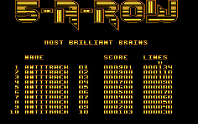 5-A-Row - Screenshot - High Scores (null) - 640x400