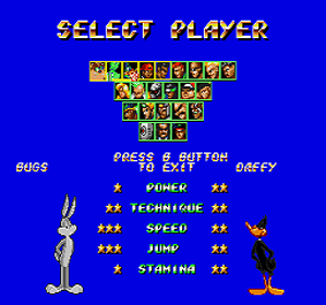 Streets of Rage 2: Looney Tunes Edition - Screenshot - Game Select (United States) - 256x240