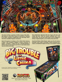 Big Trouble In Little China - Advertisement Flyer - Back (World) - 1024x1337