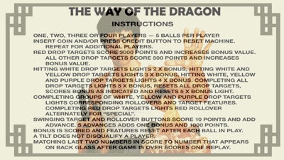 The Way of the Dragon - Arcade - Controls Information (null) - 1920x1080