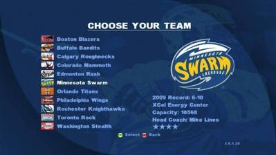 NLL Lacrosse 2010 - Screenshot - Game Select (World) - 1000x562