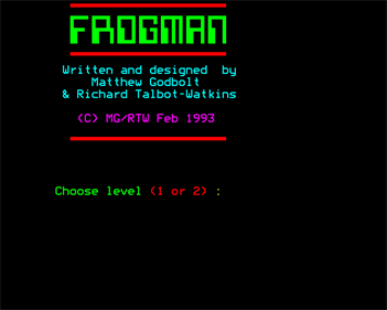 Frogman - Screenshot - Game Select (null) - 640x512