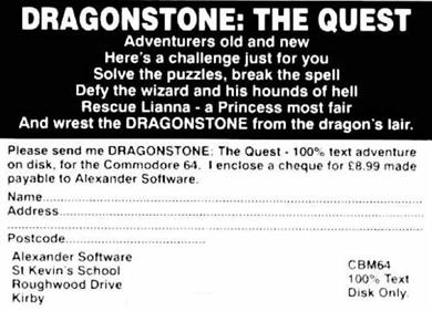 Dragonstone: The Quest - Advertisement Flyer - Front (Europe) - 700x504