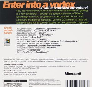 Games Sampler 2 for Windows 95 - Box - Back (North America) - 842x800