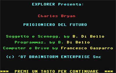 Charles Bryan: Prigioniero del Futuro - Screenshot - Game Title (Italy) - 320x200