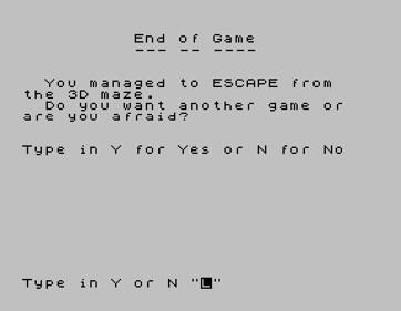 3D Maze (Henry Wright) - Screenshot - Game Over (null) - 574x445
