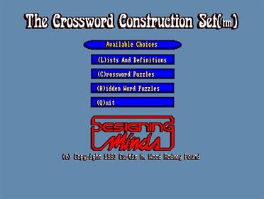 Crossword Construction Set - Screenshot - Game Select (null) - 705x532