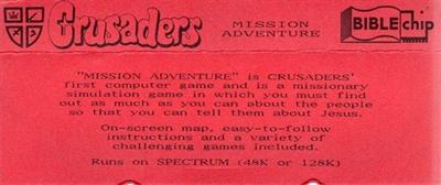 Crusaders: Mission Adventure - Box - Back (United Kingdom) - 588x247