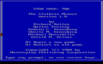 Star Saga: Two: The Clathran Menace - Screenshot - Game Title (null) - 640x400