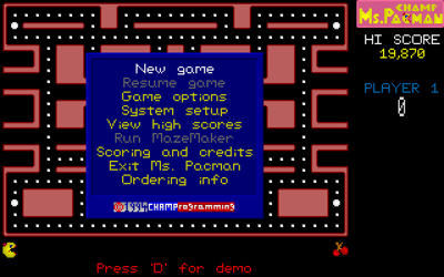 CHAMP Ms. Pac-Man - Screenshot - Game Select (World) - 640x400