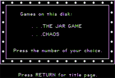 The Jar Game & Chaos - Screenshot - Game Select (null) - 560x384
