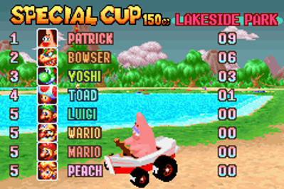 Patrick Star in Mario Kart: Super Circuit - Screenshot - Gameplay (World) - 240x160