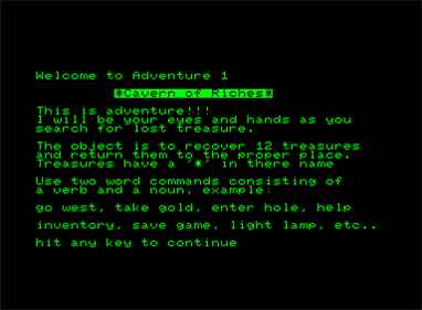 Adventure 1: Cavern of Riches - Screenshot - Game Title (null) - 384x282