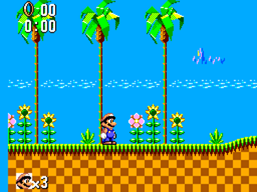 Mario in Sonic The Hedgehog - Screenshot - Gameplay (null) - 256x192