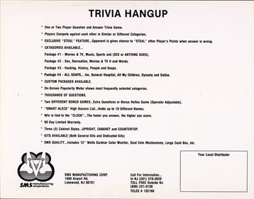Trivia Hangup - Advertisement Flyer - Back (North America) - 1632x1280