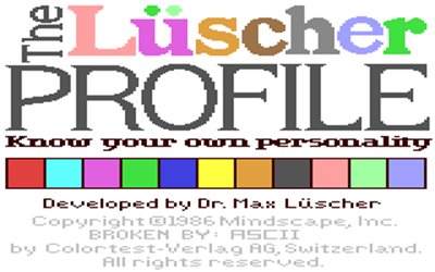 The Lüscher Profile - Screenshot - Game Title (null) - 320x200