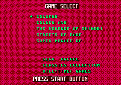 Sega Arcade Classics Collection - Screenshot - Game Select (null) - 320x224