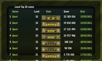 Bunker Buster - Screenshot - High Scores (World) - 800x480