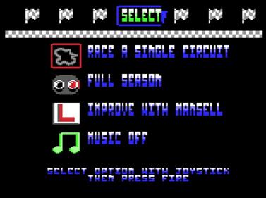 Nigel Mansell World Championship - Screenshot - Game Select (null) - 589x439