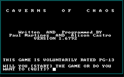 Caverns of Chaos - Screenshot - Game Title (null) - 320x200