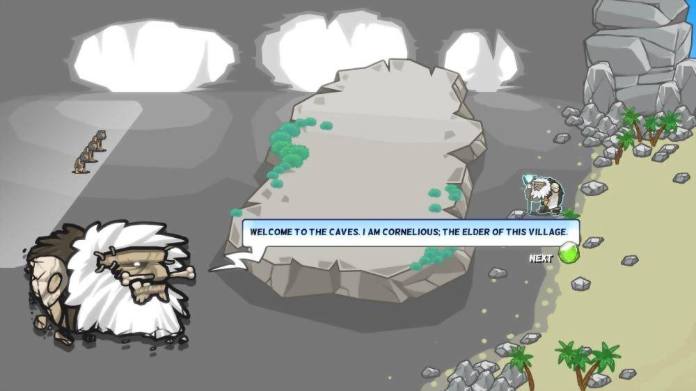 Illustration of Cavemen vs. Aliens