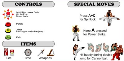 Bad Dudes vs. Dragon Ninja: Burger Edition - Arcade - Controls Information (World) - 800x396