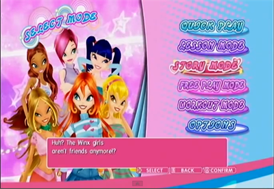 Dance Dance Revolution: Winx Club - Screenshot - Game Select (Europe) - 688x477