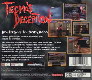 Tecmo's Deception: Invitation to Darkness - Box - Back (North America) - 1349x1163