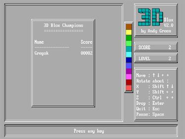 3D Blox - Screenshot - High Scores (null) - 640x480