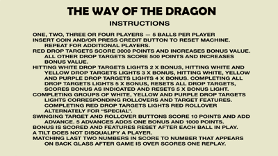 The Way of the Dragon - Arcade - Controls Information (null) - 1920x1080