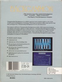 Backgammon (1987) - Box - Back (North America) - 606x800