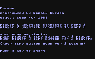 Pacman (Donald Burden) - Screenshot - Game Title (null) - 320x200