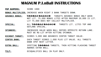 Magnum P.I.nBall - Arcade - Controls Information (null) - 1280x720