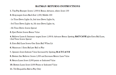 Batman Returns - Arcade - Controls Information (null) - 879x569