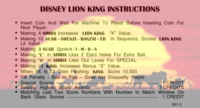 The Lion King - Arcade - Controls Information (null) - 1776x961