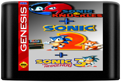 Sonic & Knuckles + Sonic The Hedgehog 2 + Sonic The Hedgehog 3 - Fanart - Cart - Front (North America) - 600x407