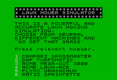 Advanced Lawnmower Simulator - Screenshot - Game Select (null) - 512x352