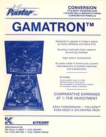 Gamatron (Pinstar) - Advertisement Flyer - Front (North America) - 1200x1553