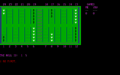 Backgammon (1985) - Screenshot - Gameplay (World) - 640x400