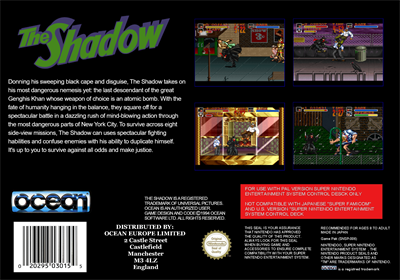 The Shadow - Fanart - Box - Back (Europe) - 2103x1476