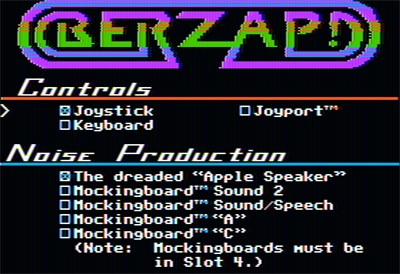 Berzap! - Screenshot - Game Select (null) - 560x384