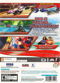 Sonic & All-Stars Racing Transformed: Bonus Edition - Box - Back (North America) - 483x670