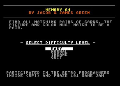 Memory 64 - Screenshot - Game Title (null) - 647x462